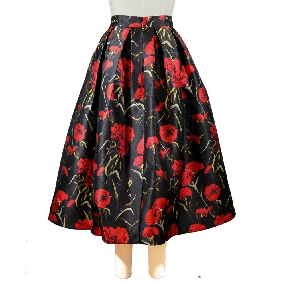 Ark & Co. Rose Print Satin Evening Skirt - Size LG - NWT - Picture 3 of 12